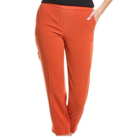 NWT THEORY‎ LINEN Blend TRECCA Slim Crop PULL ON Pants St.N043203R Size 2 - Picture 1 of 13